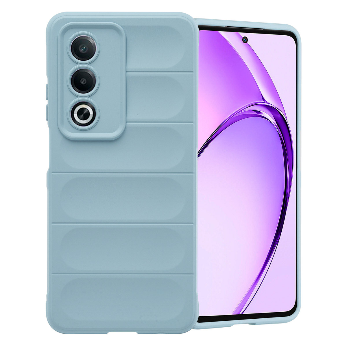 ILING Cover per OPPO A80 5G, Ultra Sottile Elegante Colore Sfumato Vetro Temperato Hard Indietro Custodia, Morbido TPU Bumper Antiurto Silicone Cover Case (Viola blu