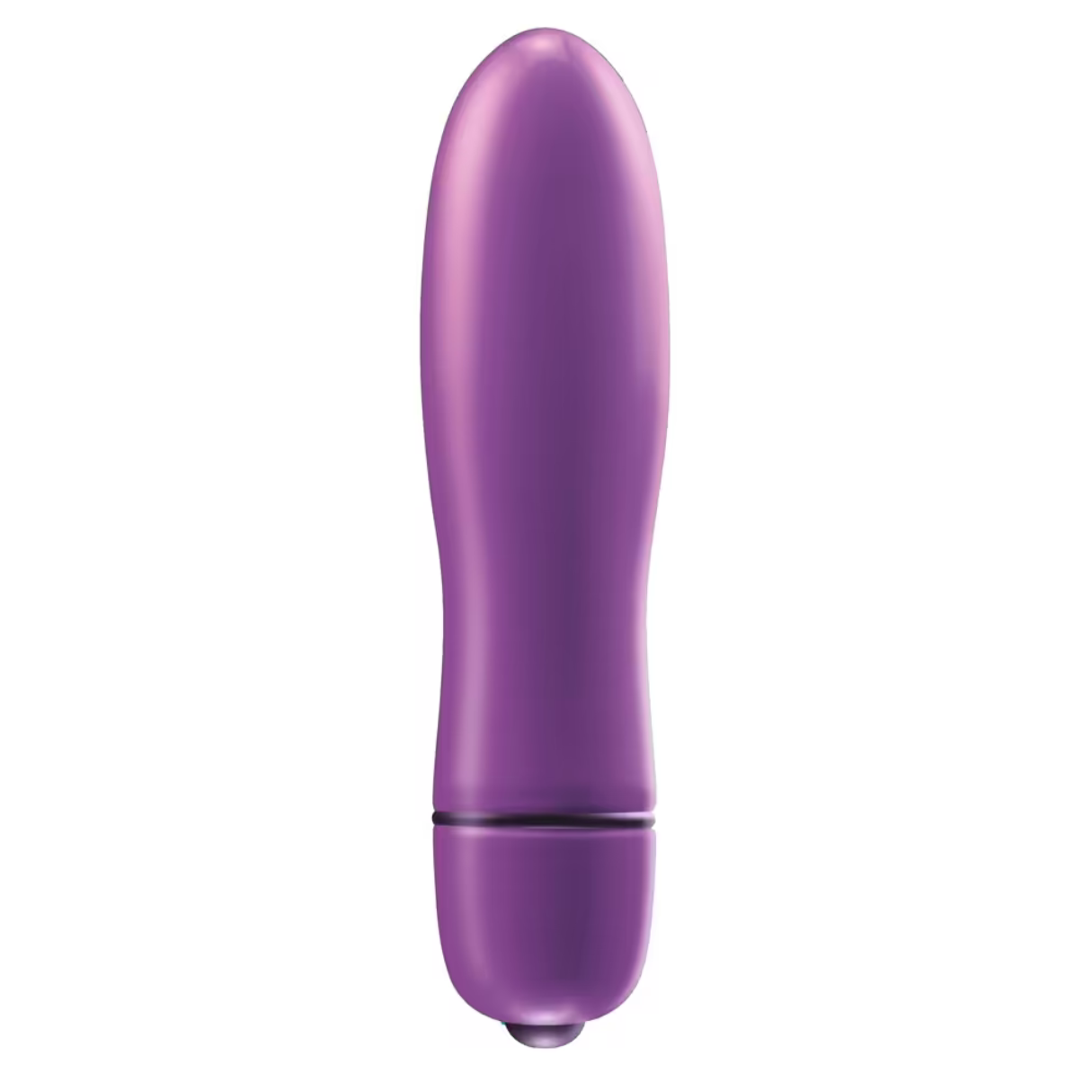 Gładki, fioletowy, cylindryczny wibrator na białym tle.