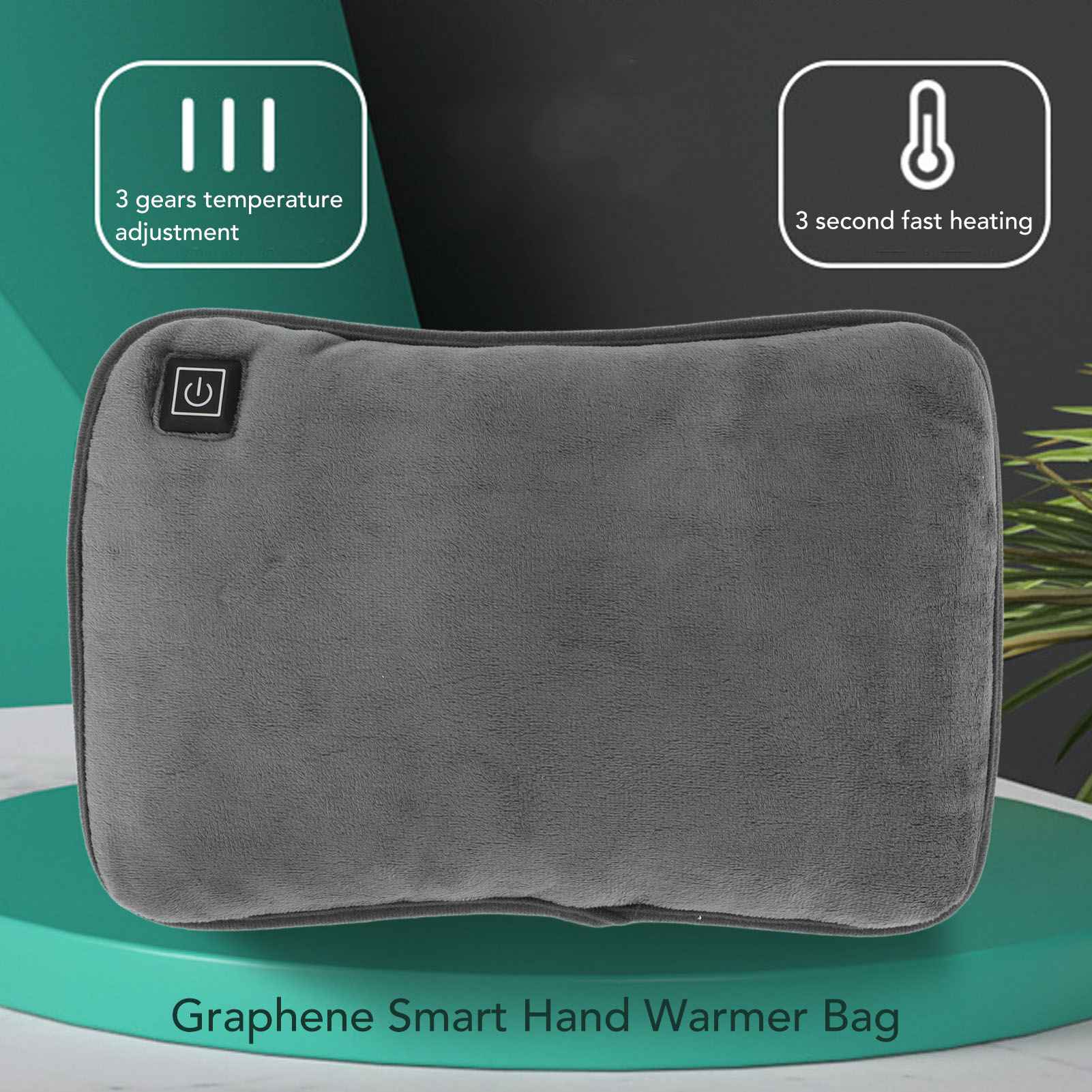 DEBUY Graphene USB-Handwärmer–Elektrischer Handwärmer mit 3-stufiger Temperaturregelung,Faltbar,Tragbar Handwärmer Grau