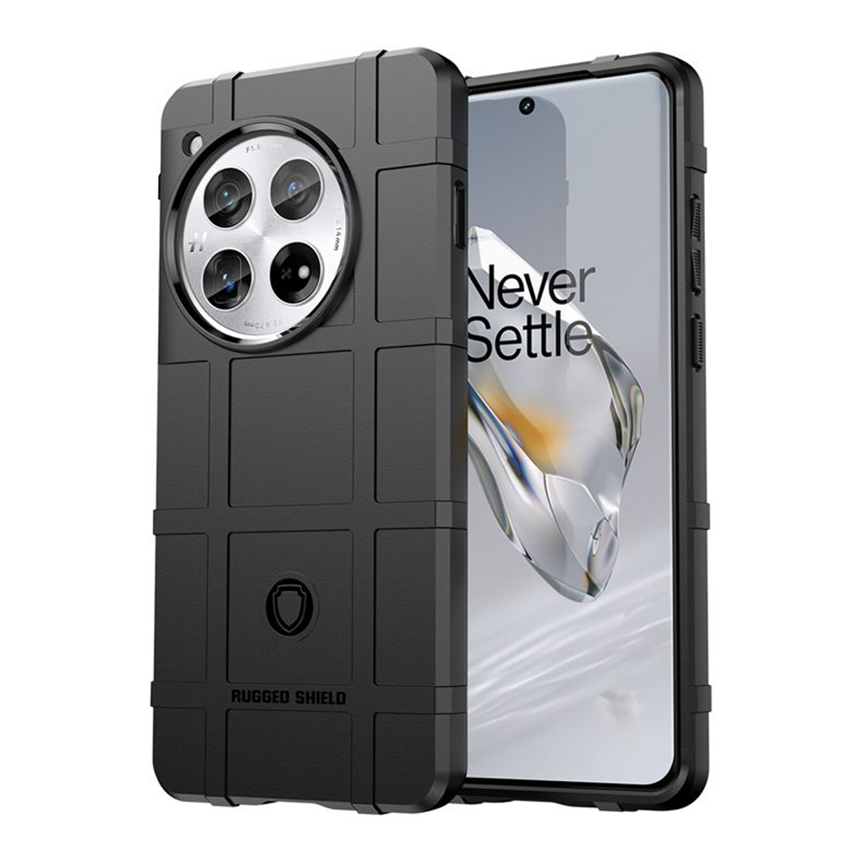 Coque de téléphone noire avec un design robuste, téléphone.