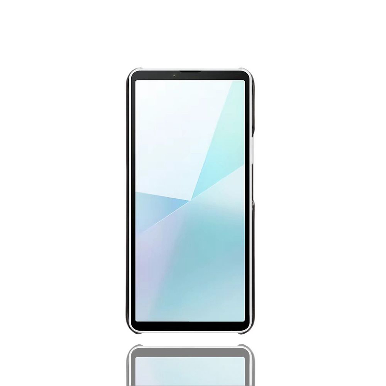 Un étui transparent avec le téléphone à l'intérieur.
