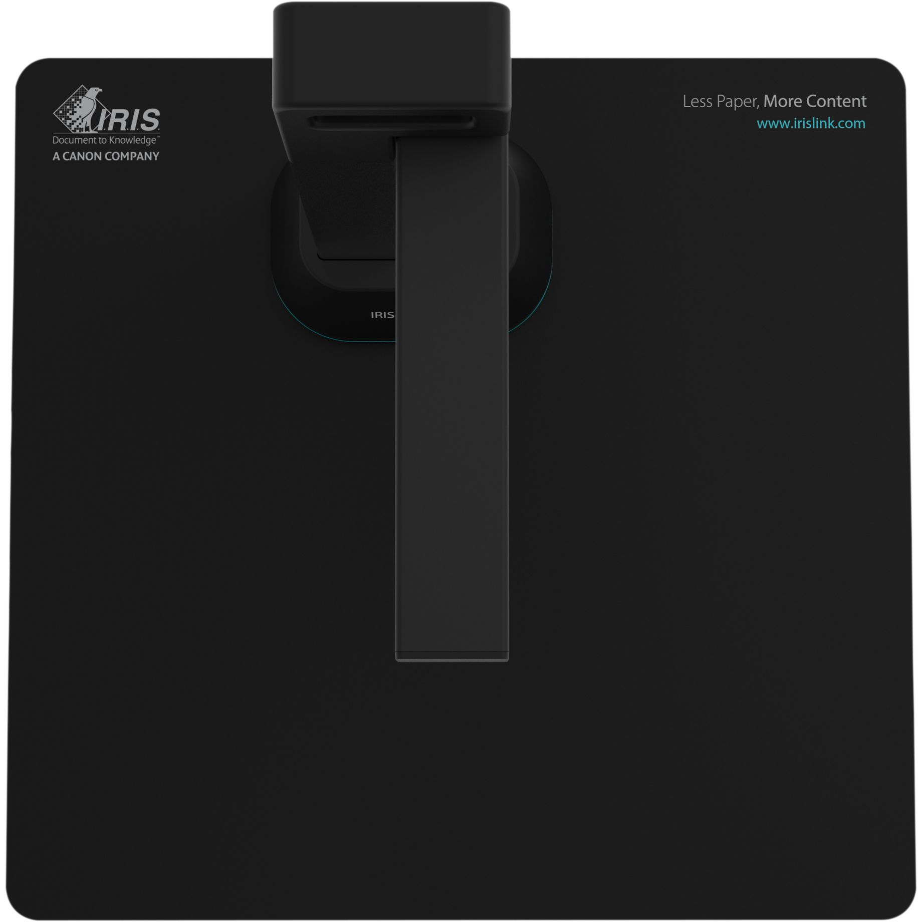 Scanner nero con supporto. Sfondo nero.