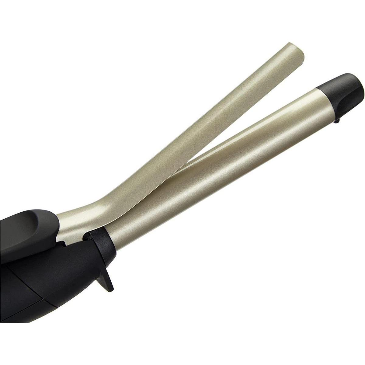 Lokówka z dwoma rozgrzanymi prętami na białym tle.