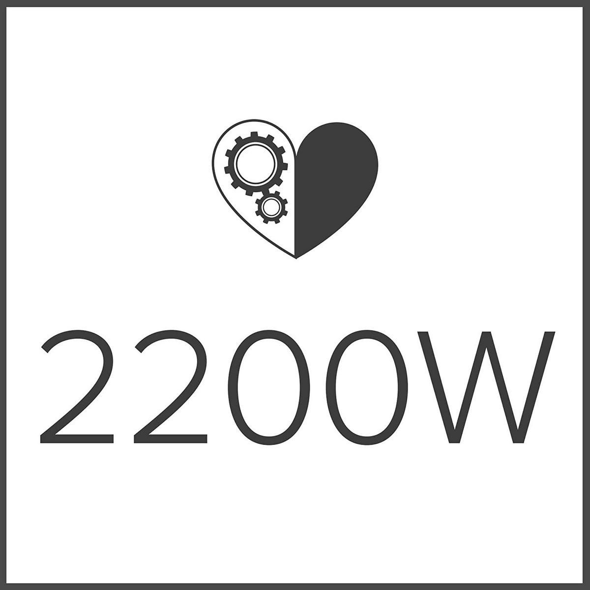 Un logo con un cuore e ingranaggi, e il testo 2200W sotto, su sfondo bianco.