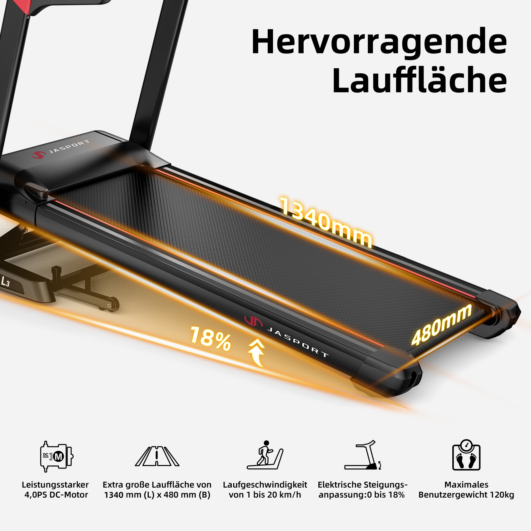 JASPORT L3 Laufband, Schwarz