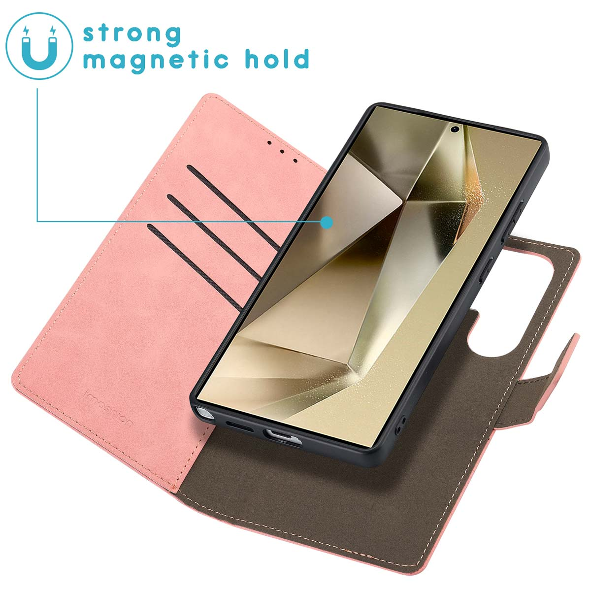 Funda para móvil - IMOSHION Libro de Lujo Extraíbles 2 en 1, Compatible con Samsung Samsung Galaxy S25 Ultra, Rosa