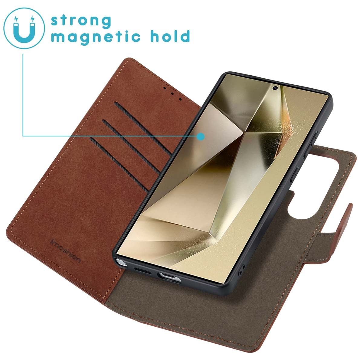 Funda para móvil - IMOSHION Tipo Libro de Lujo Extraíbles 2 en 1, Compatible con Samsung Samsung Galaxy S25 Ultra, Marrón