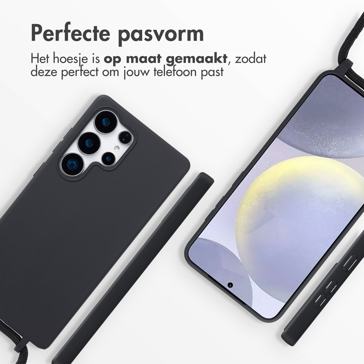 IMOSHION Siliconen hoesje met koord - Geschikt voor Samsung Galaxy S25 Ultra - Telefoonhoesje voor Samsung Samsung Galaxy S25 Ultra Zwart