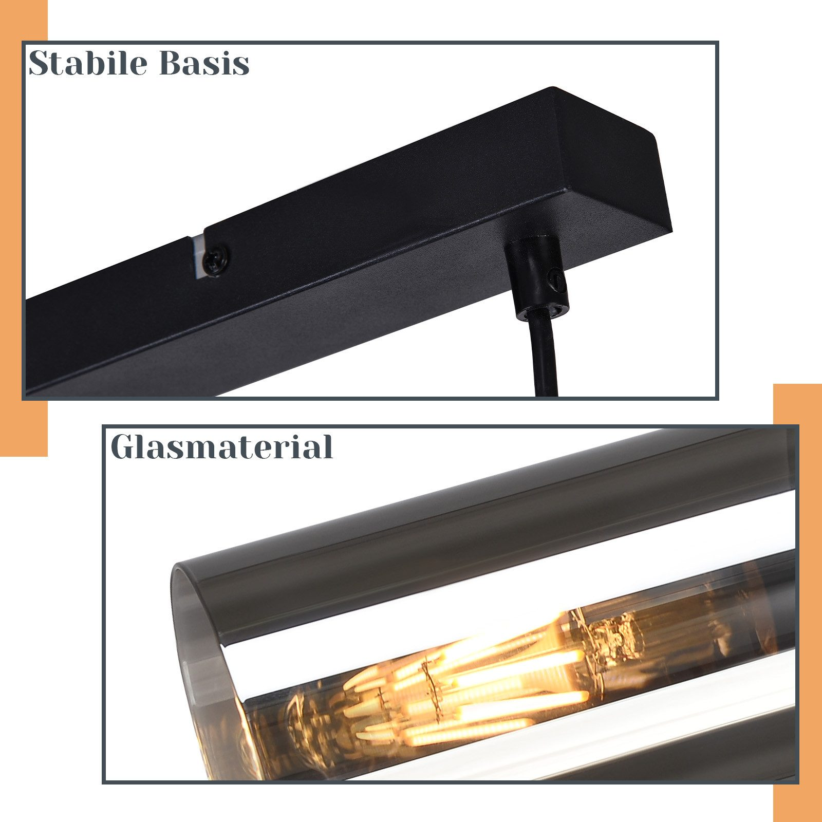 Primo piano dell'apparecchio di illuminazione nero e della lampadina all'interno.