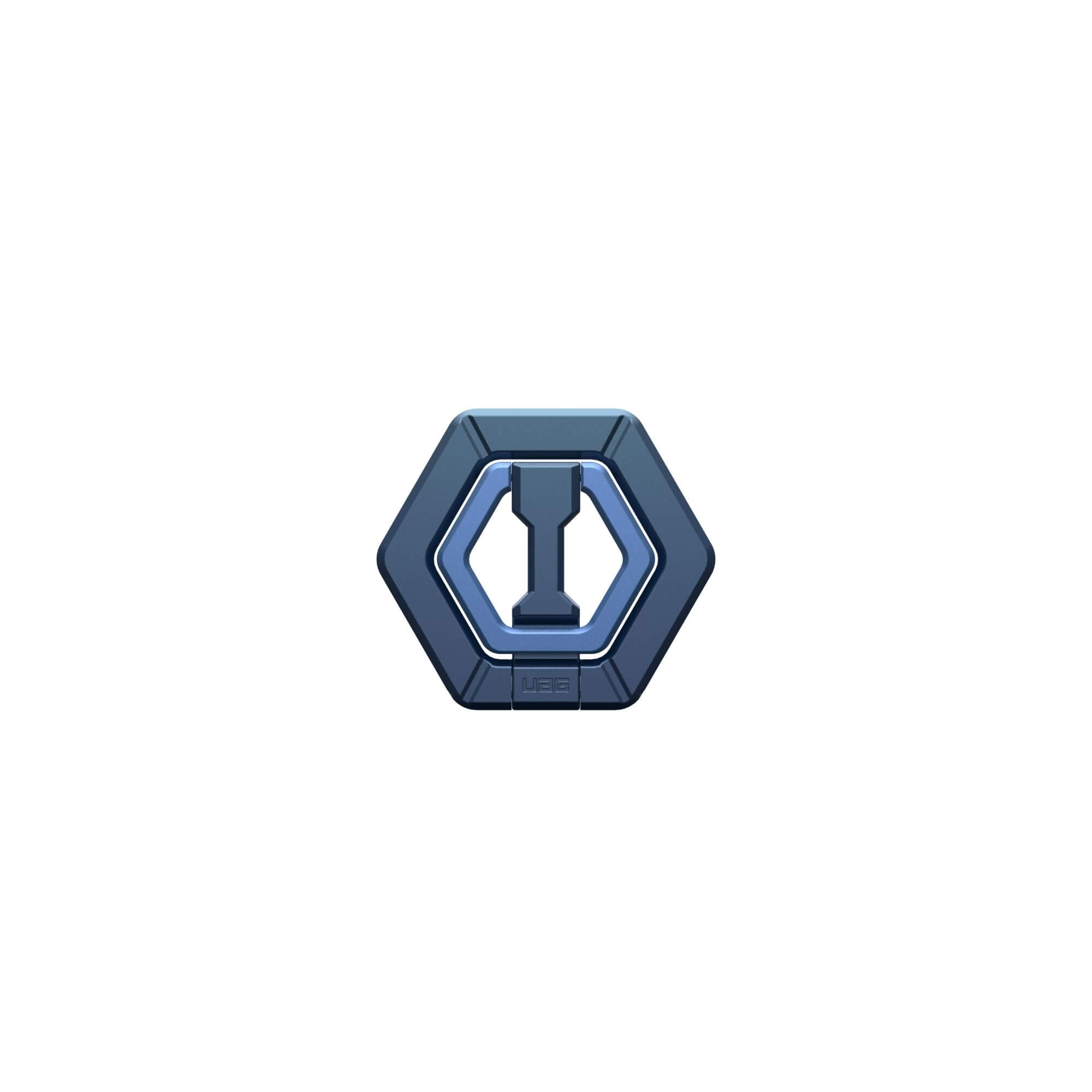 Sechseckiges Logo mit blauem und grauem Design und zentraler I-Form.