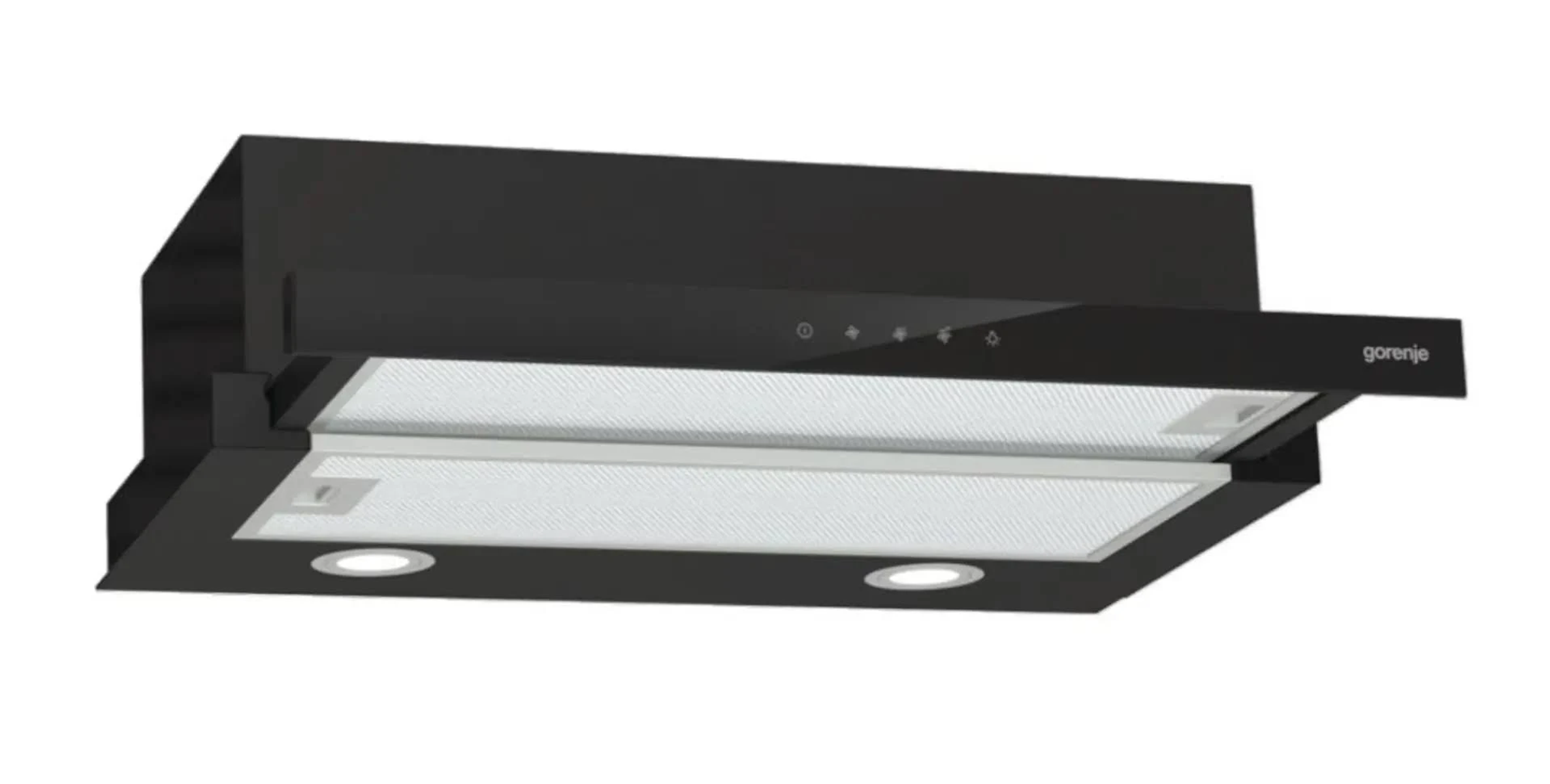 Cappa nera con luci e il logo Gorenje.