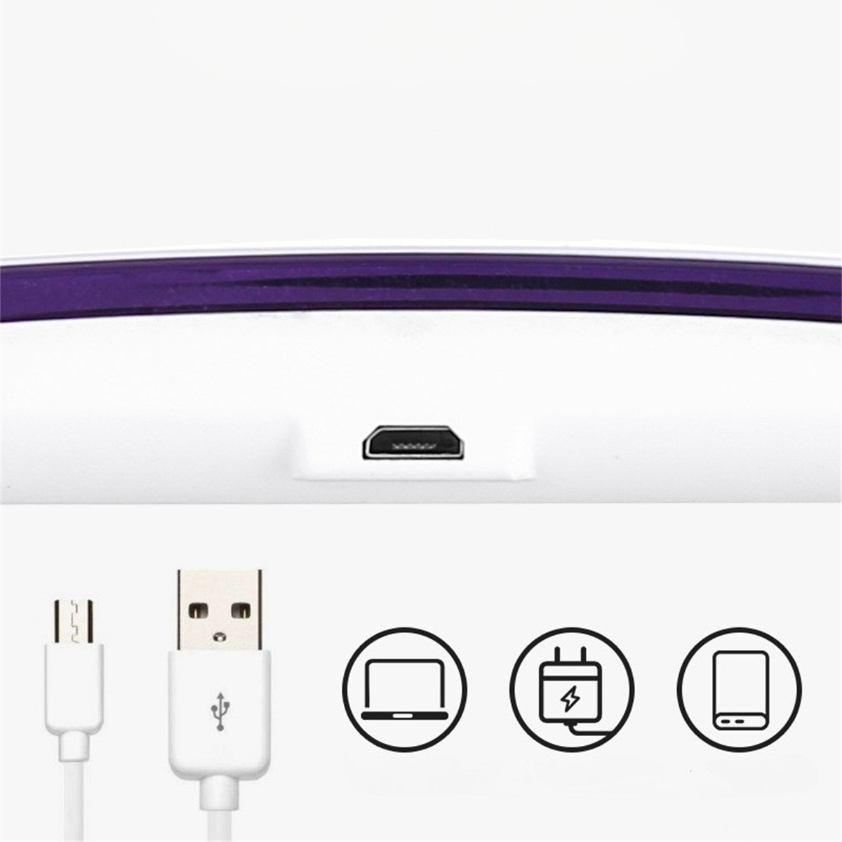USB- und Ladekabel mit Symbolen auf weißem Hintergrund.