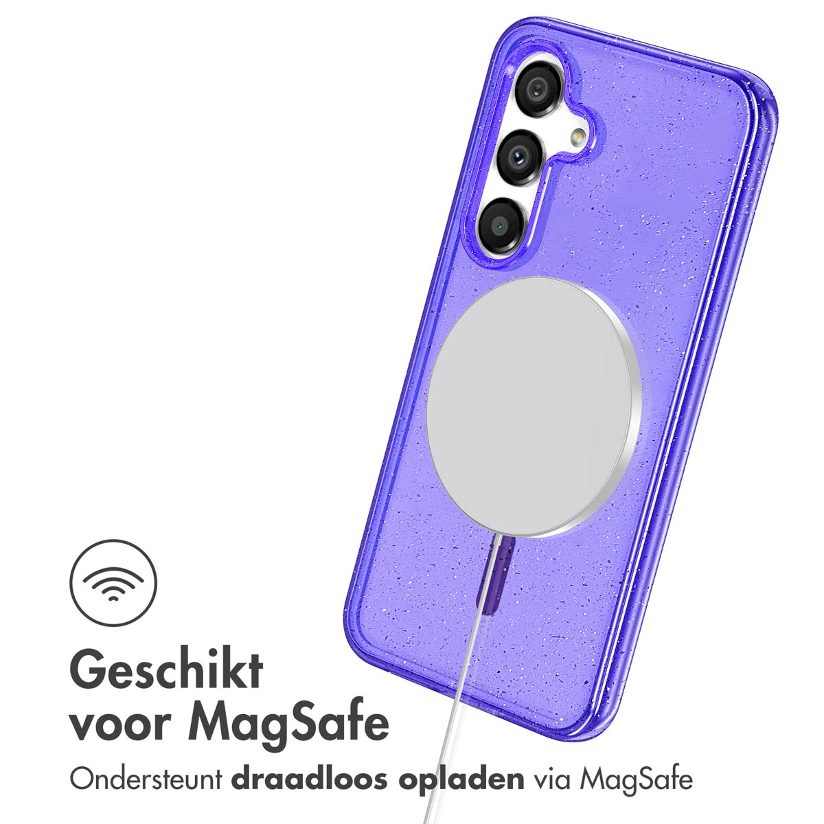 IMOSHION Sparkle Backcover met MagSafe - Geschikt voor Samsung Galaxy S24 - Telefoonhoesje voor Samsung Samsung Galaxy S24 Paars