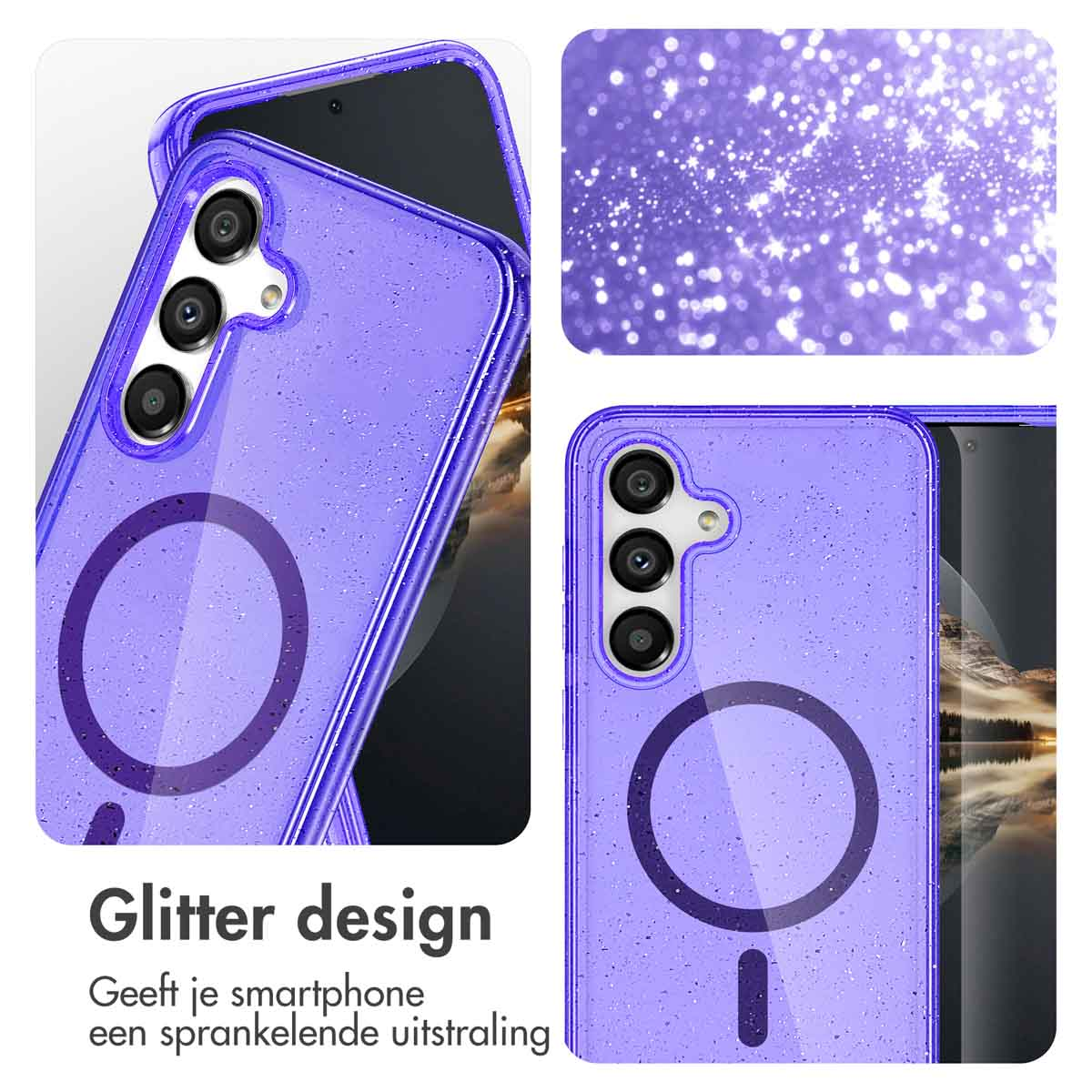 IMOSHION Sparkle Backcover met MagSafe - Geschikt voor Samsung Galaxy S24 - Telefoonhoesje voor Samsung Samsung Galaxy S24 Paars