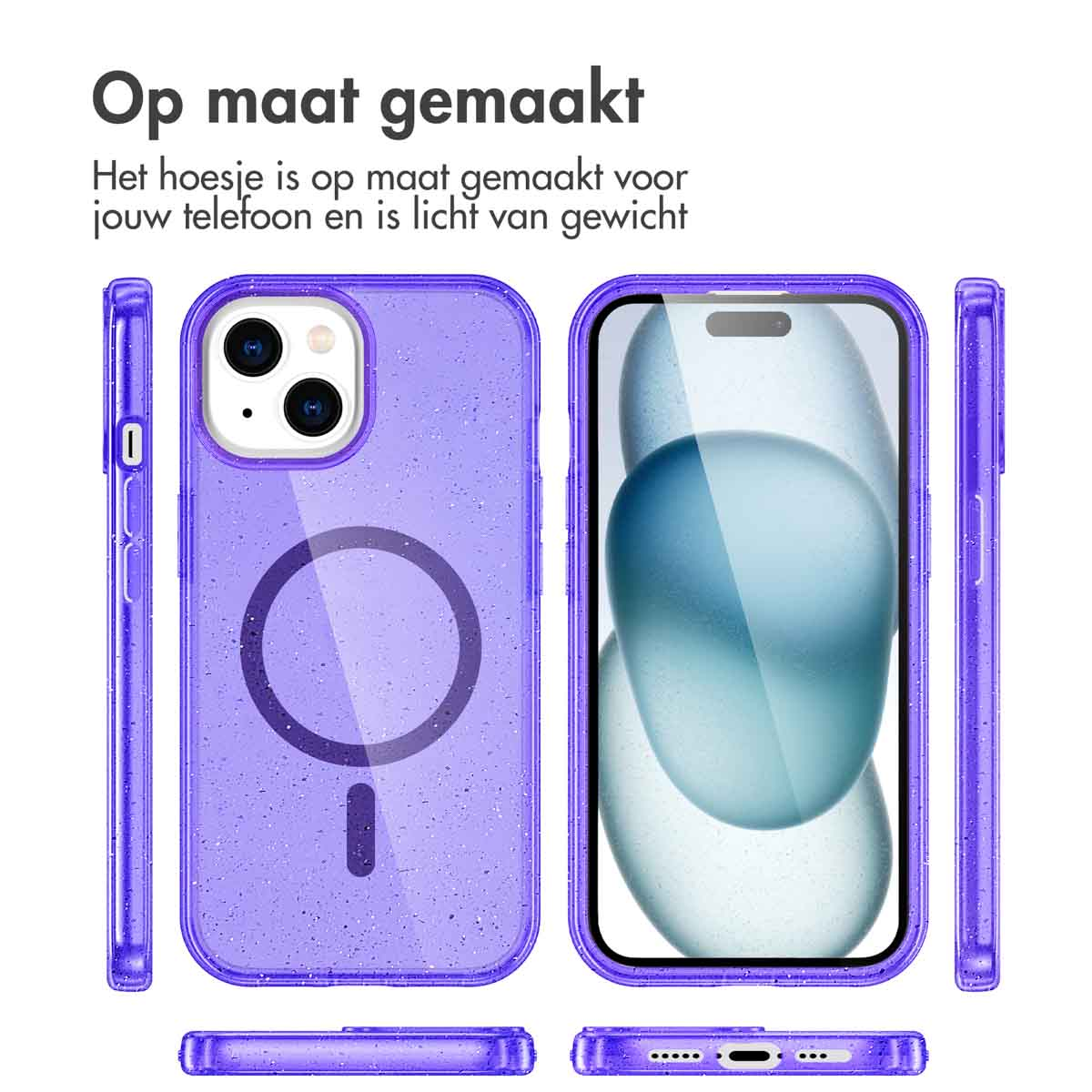 IMOSHION Sparkle Backcover met MagSafe geschikt voor iPhone 15 Phone case for Apple iPhone 15 Purple