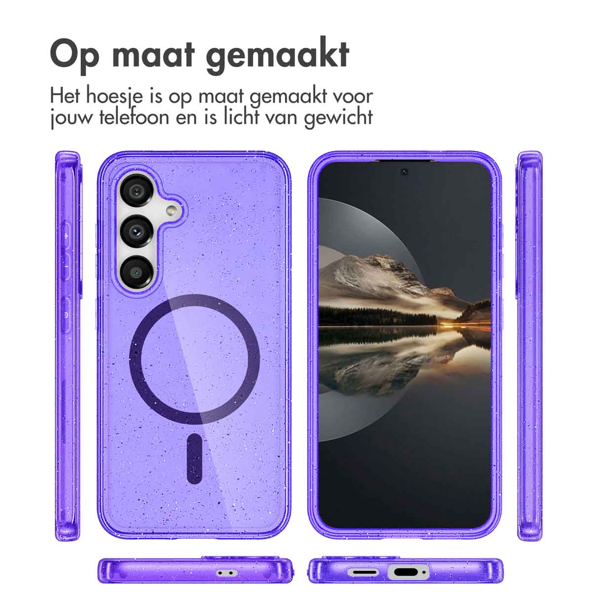 IMOSHION Sparkle Backcover met MagSafe - Geschikt voor Samsung Galaxy S24 - Telefoonhoesje voor Samsung Samsung Galaxy S24 Paars