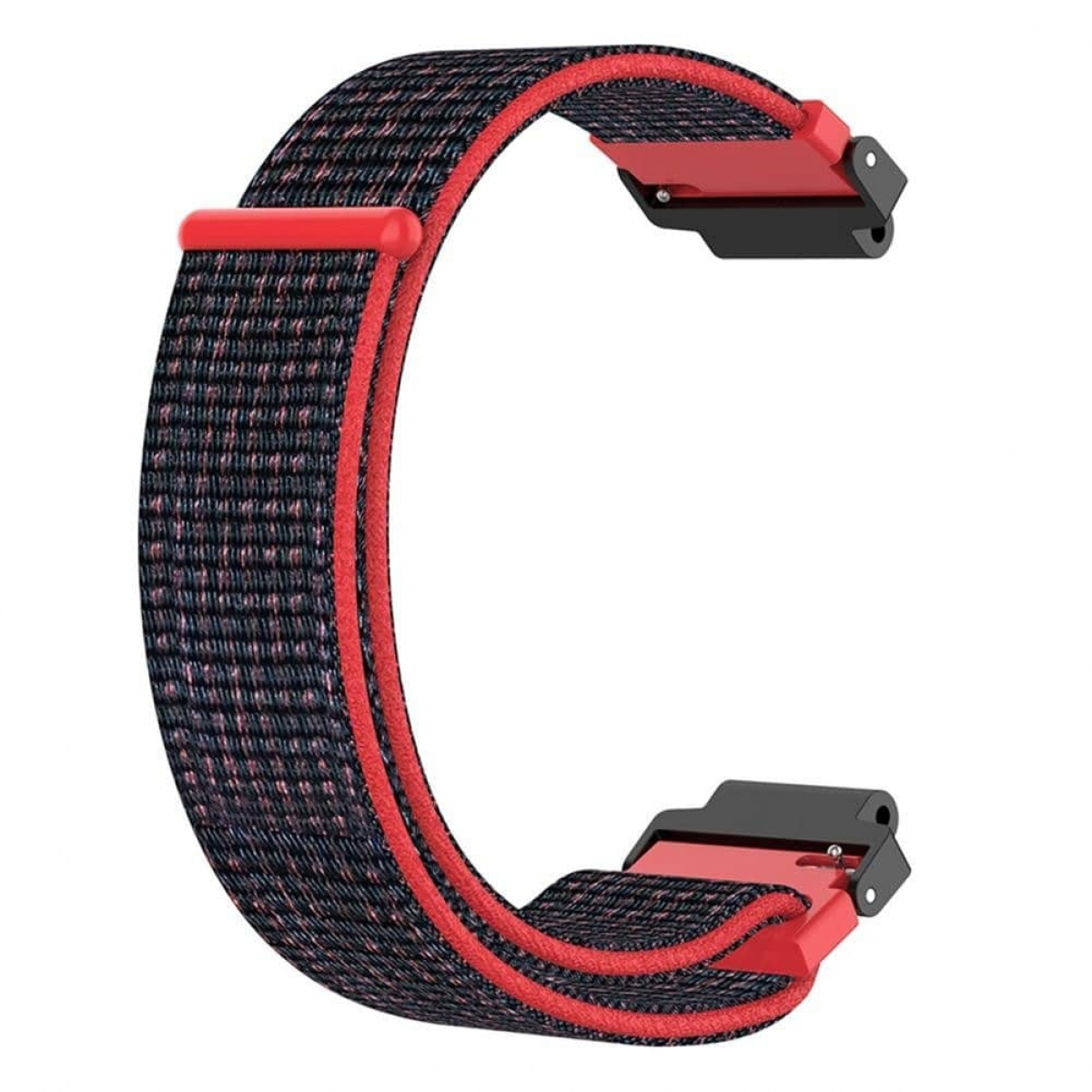 Schwarzes und rotes Armband mit roten Akzenten.