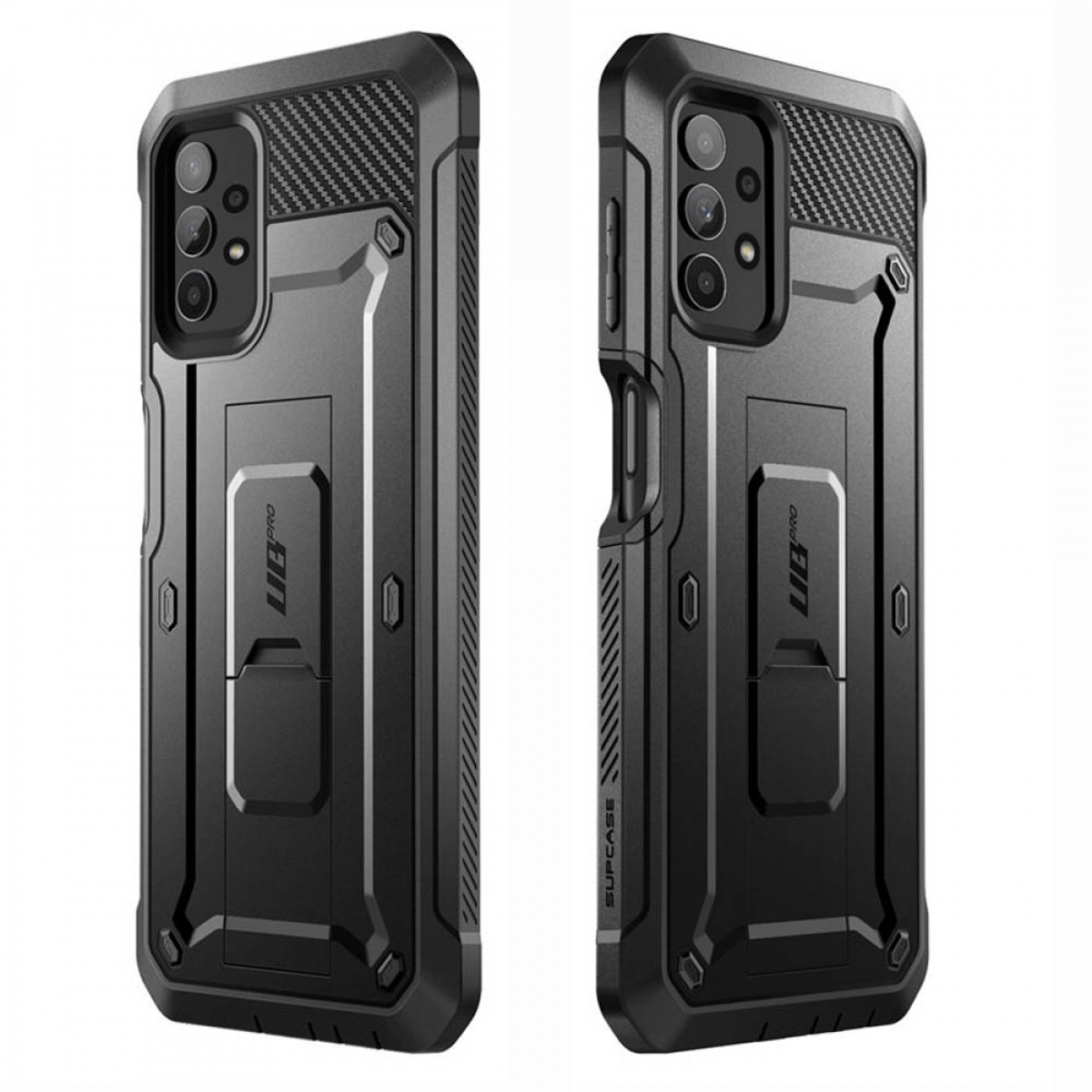 Schwarze Handyhülle. Sie ist robust und schützt das Telefon gut vor Beschädigungen.