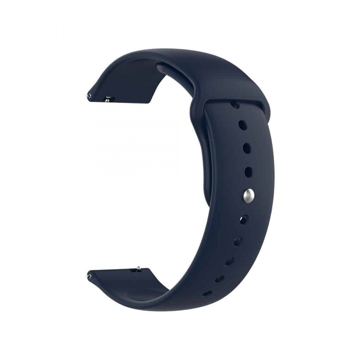 Dunkelblaues Uhrenarmband. Weißer Hintergrund.
