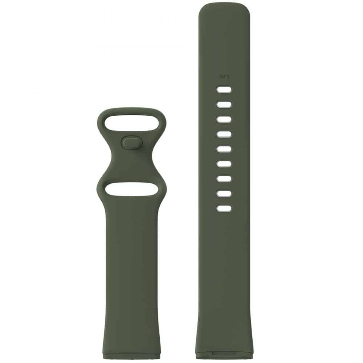 Grünes Armband. Es hat Löcher zur Anpassung.