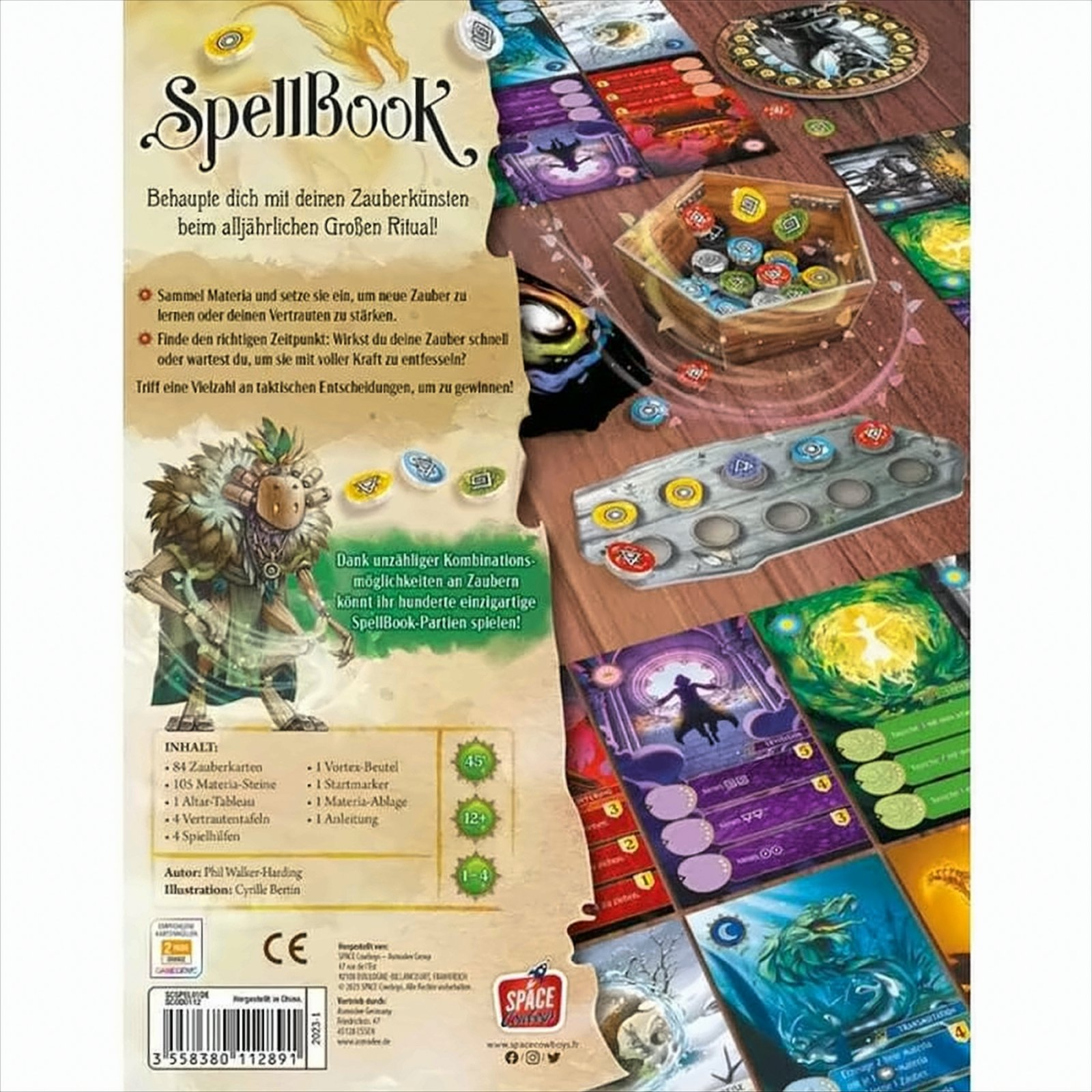 Brettspielbox mit Fantasy-Motiv, mit Figuren und Text.