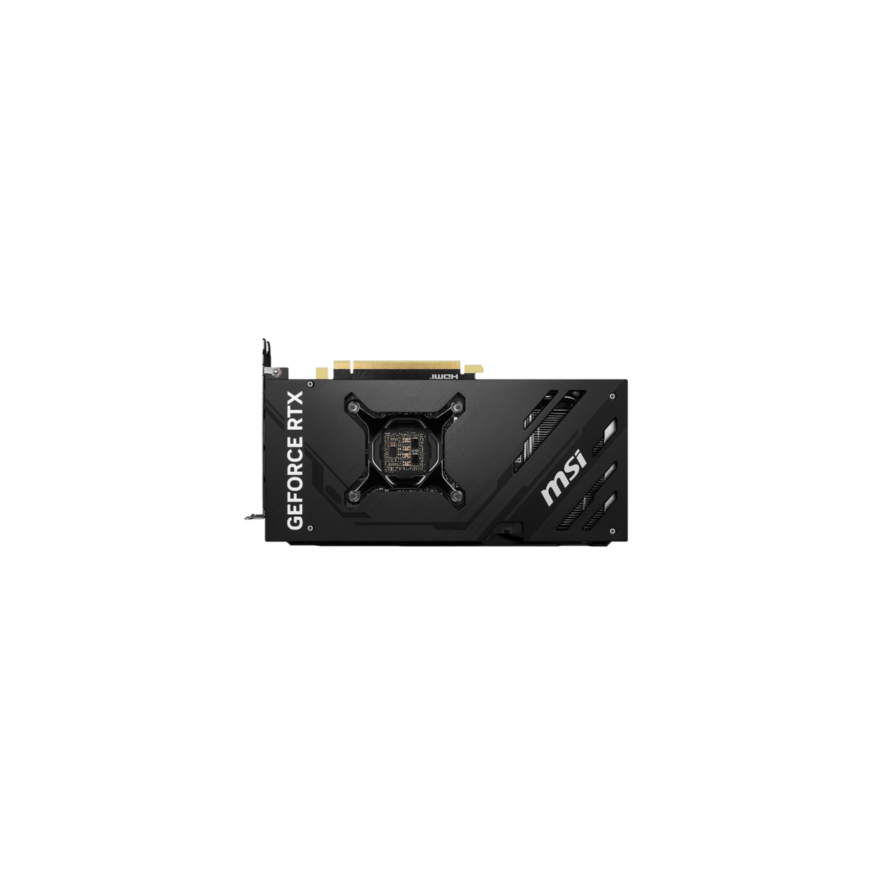 Schwarze MSI GeForce RTX Grafikkarte mit GeForce RTX und MSI Branding.