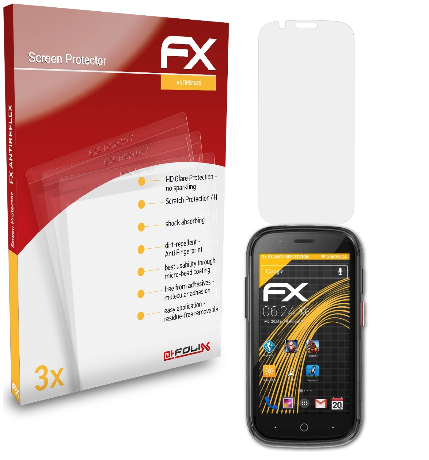 3x Films Protecteurs AtFoliX Pour Unihertz Jelly 2E – Clair, Flexible, Anti-choc – Fabriqué En Allemagne