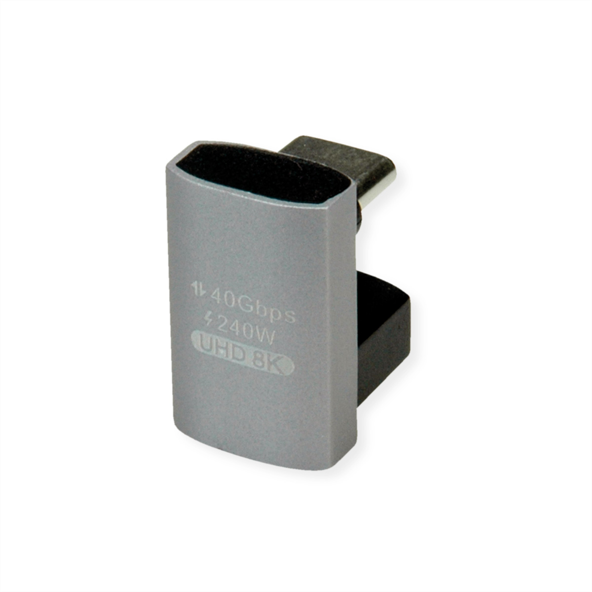 Adaptateur USB-C argenté avec indications '40 Gbit/s' et '240 W'.