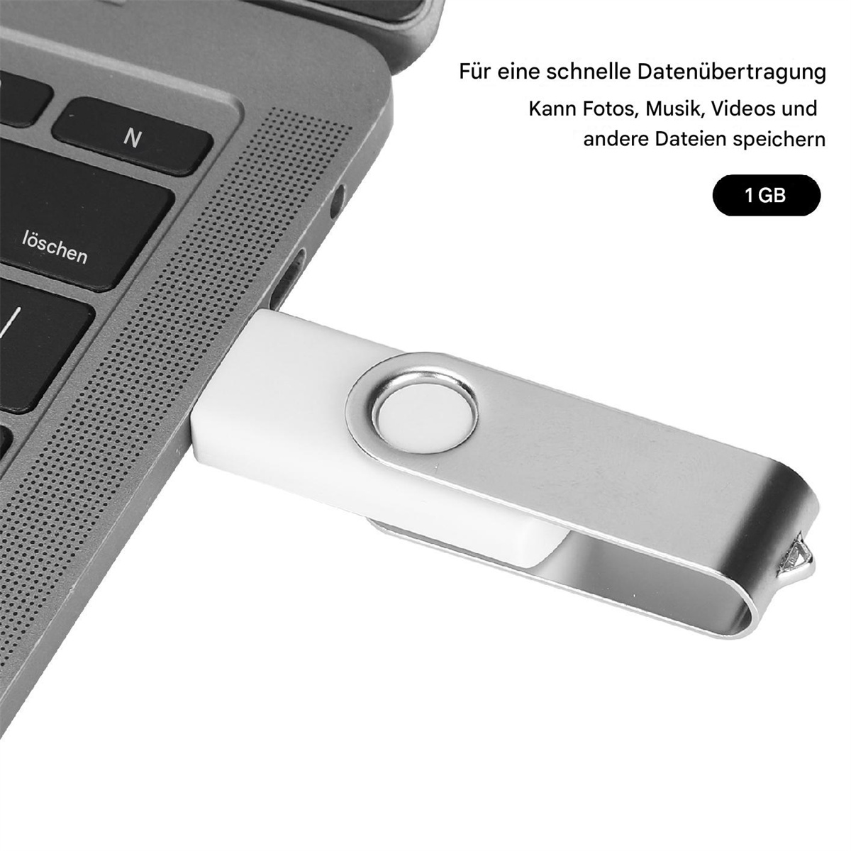 Ein USB-Laufwerk, das an einen Laptop angeschlossen ist.