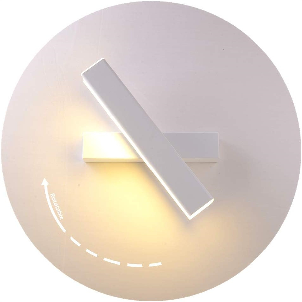 Zwei weiße, rechteckige Lichter auf weißem Hintergrund, mit einem Pfeil, der die Drehung anzeigt.