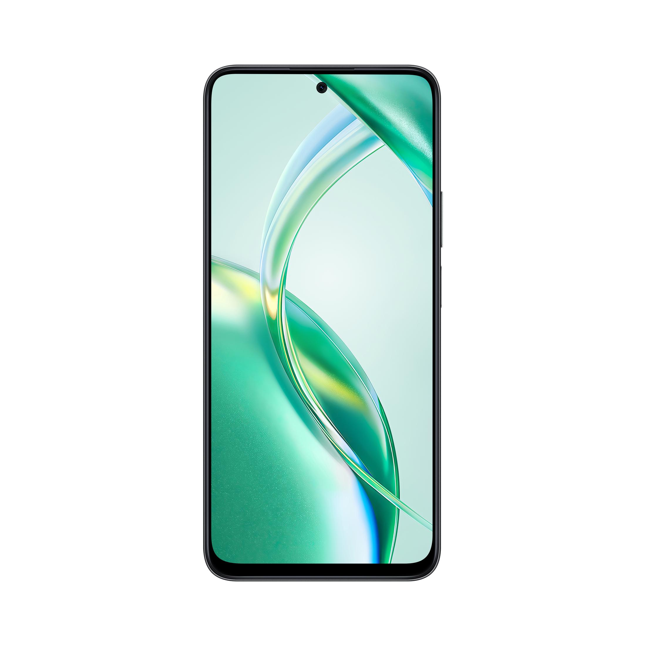 Uno smartphone nero con schermo curvo e fotocamera frontale visibile.