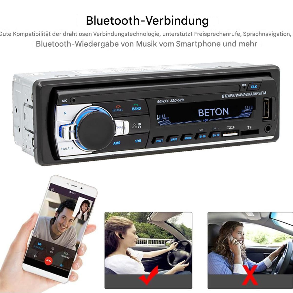 Autoradio mit Bluetooth, zeigt Telefonate und Freisprechfunktion.