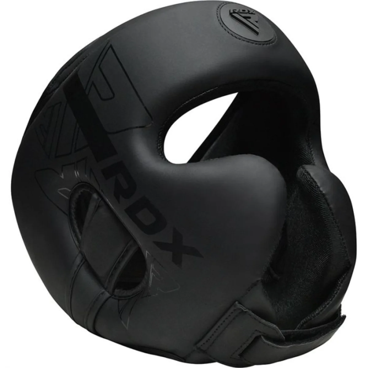 Zwarte bokshelm, beschermende uitrusting voor de sport.