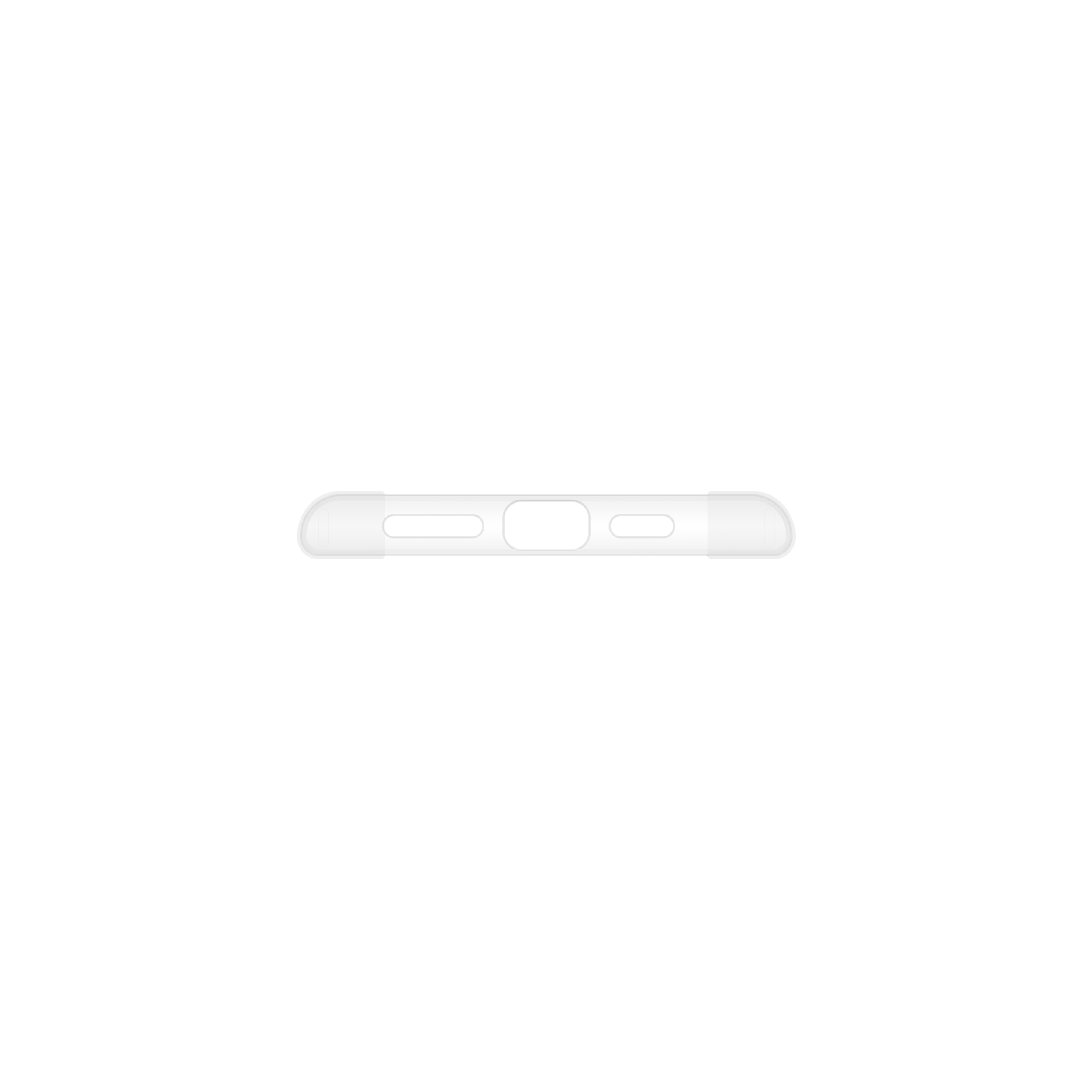 Ein kleines weißes, rechteckiges Objekt mit einer Reihe von Löchern und abgerundeten Kanten.