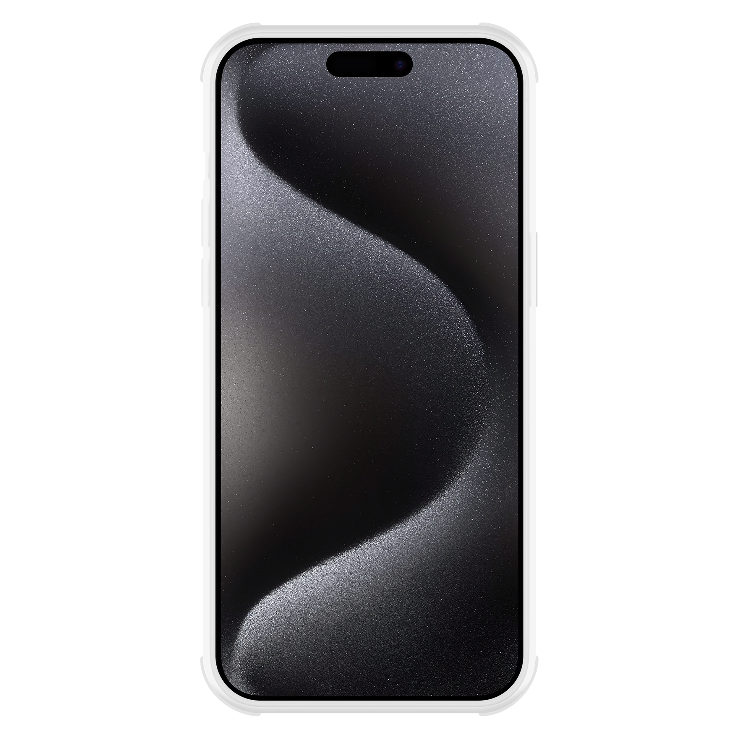 Ein schwarzes Smartphone mit weißem Rahmen, zeigt ein Wellenmuster.