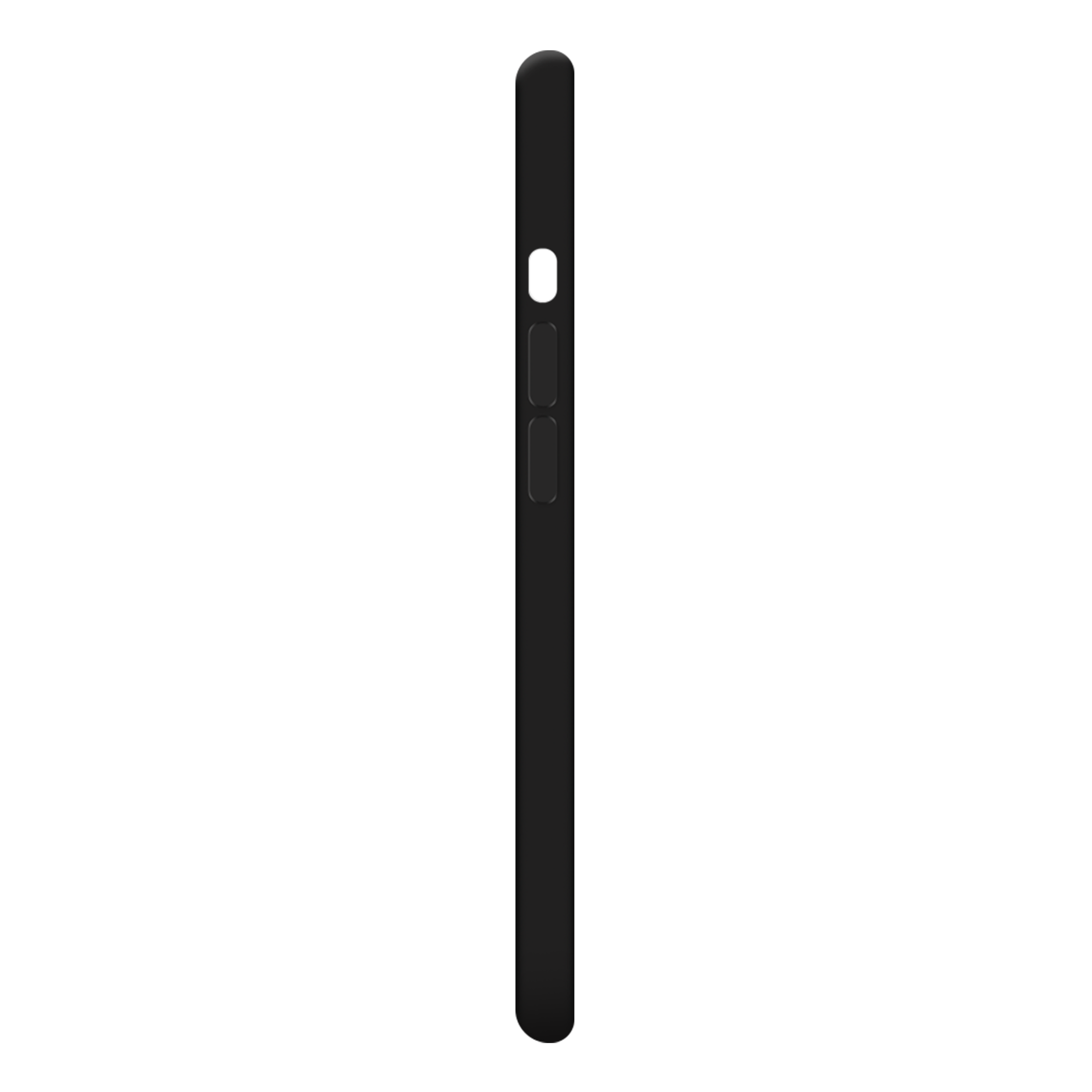 Schwarzes Telefon-Seitenprofil mit Knöpfen. Schwarzer Hintergrund.