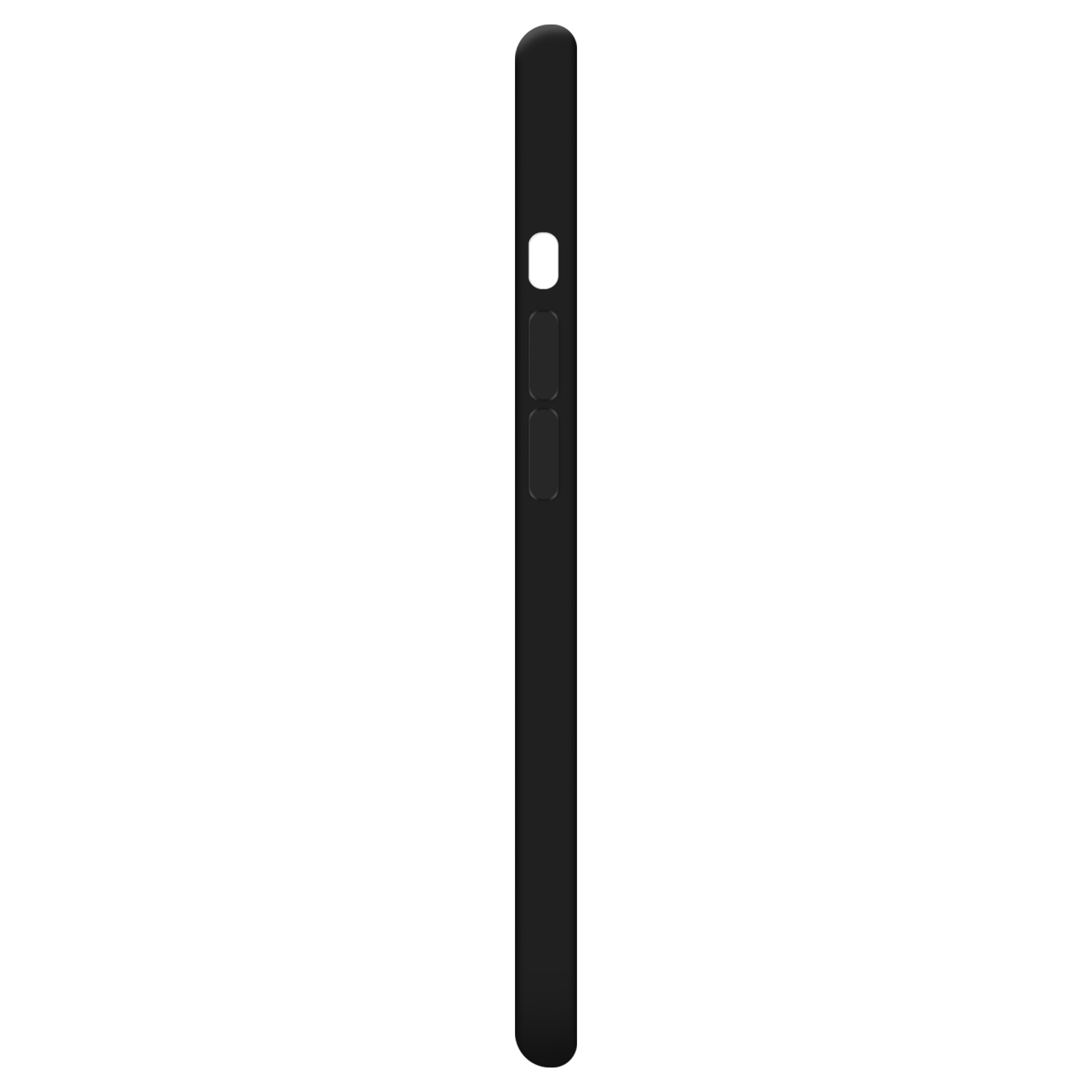 Schwarzes Telefon-Seitenprofil mit Knöpfen. Schwarzer Hintergrund.