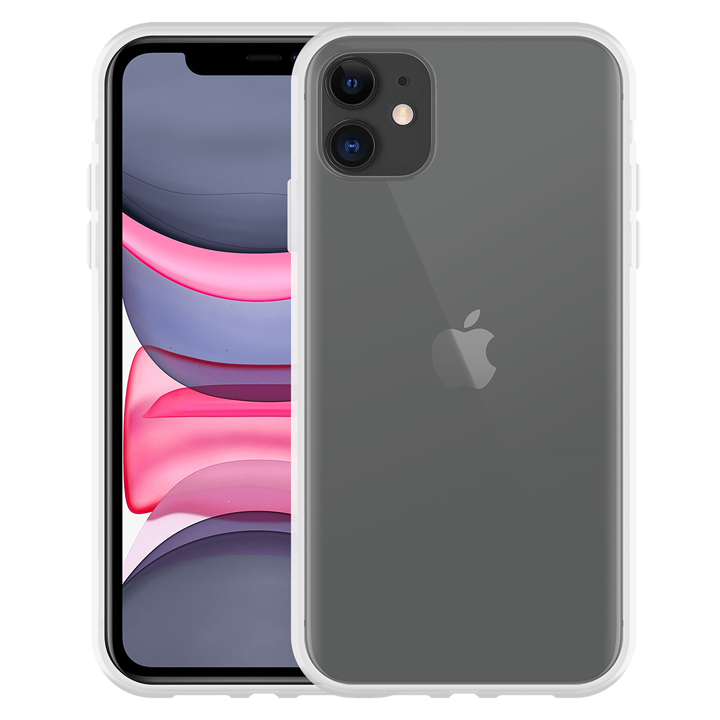 Telefon mit grauem Gehäuse. Der Bildschirm zeigt Apple-Logo. Schwarzer Hintergrund.