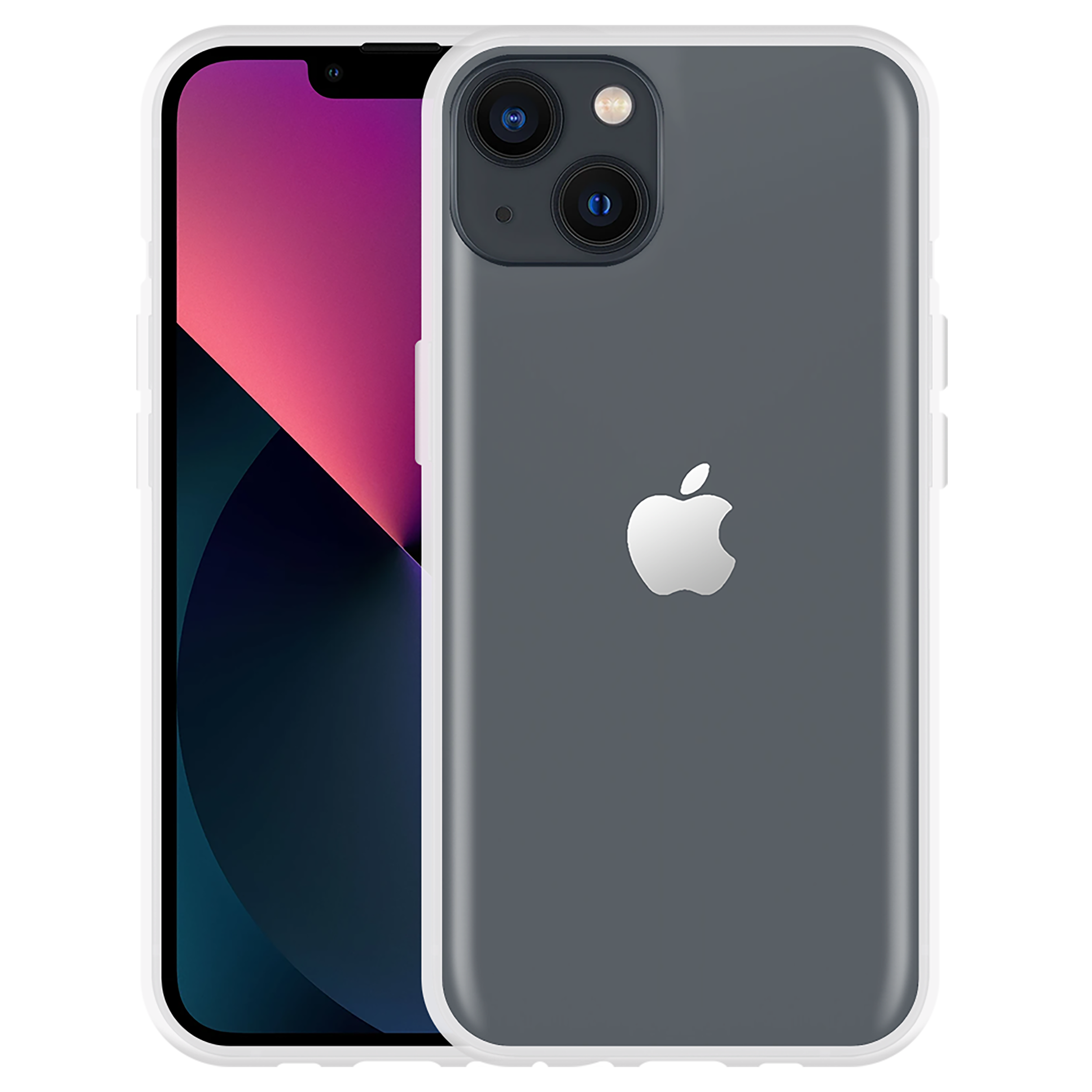 Telefon mit grauem Gehäuse. Der Bildschirm zeigt Apple Logo. Schwarzer Hintergrund.