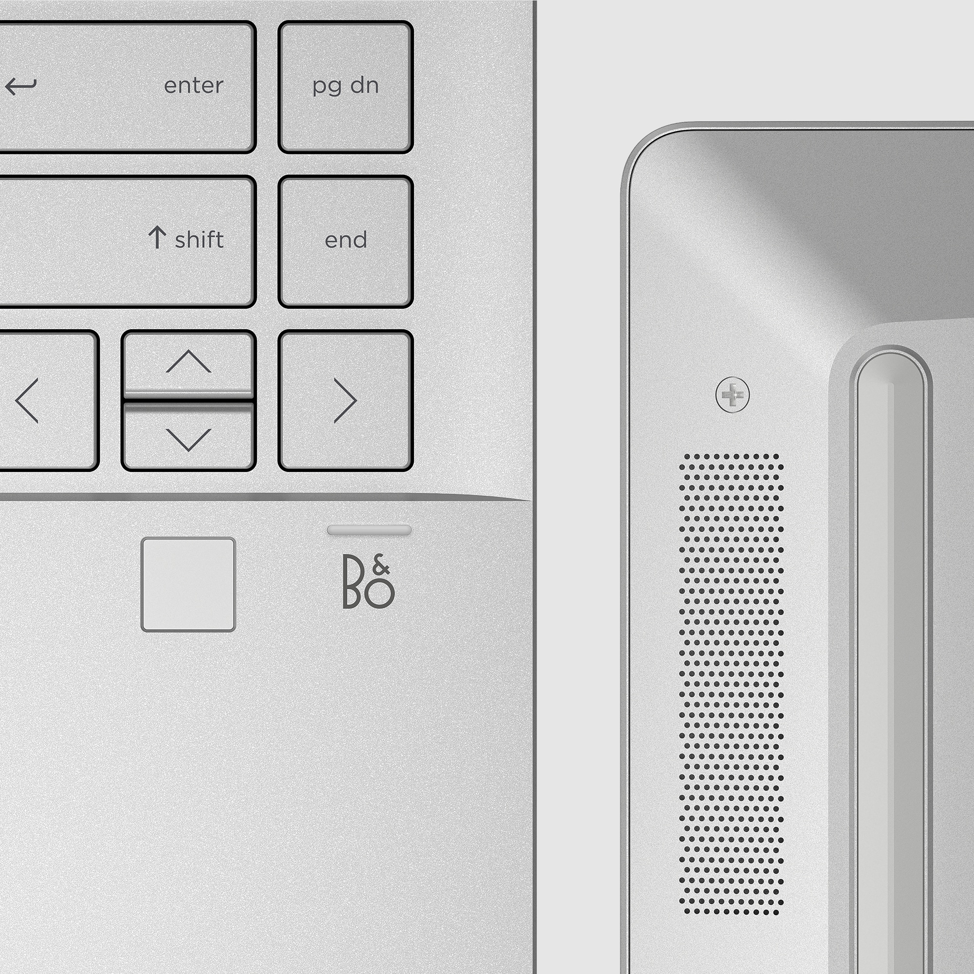 Klawisze klawiatury laptopa z głośnikiem, zbliżenie.