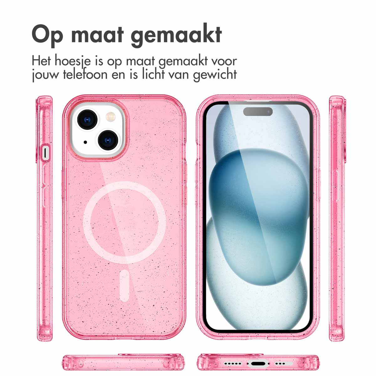IMOSHION Sparkle Backcover met MagSafe geschikt voor iPhone 15 Phone case for Apple iPhone 15 Pink