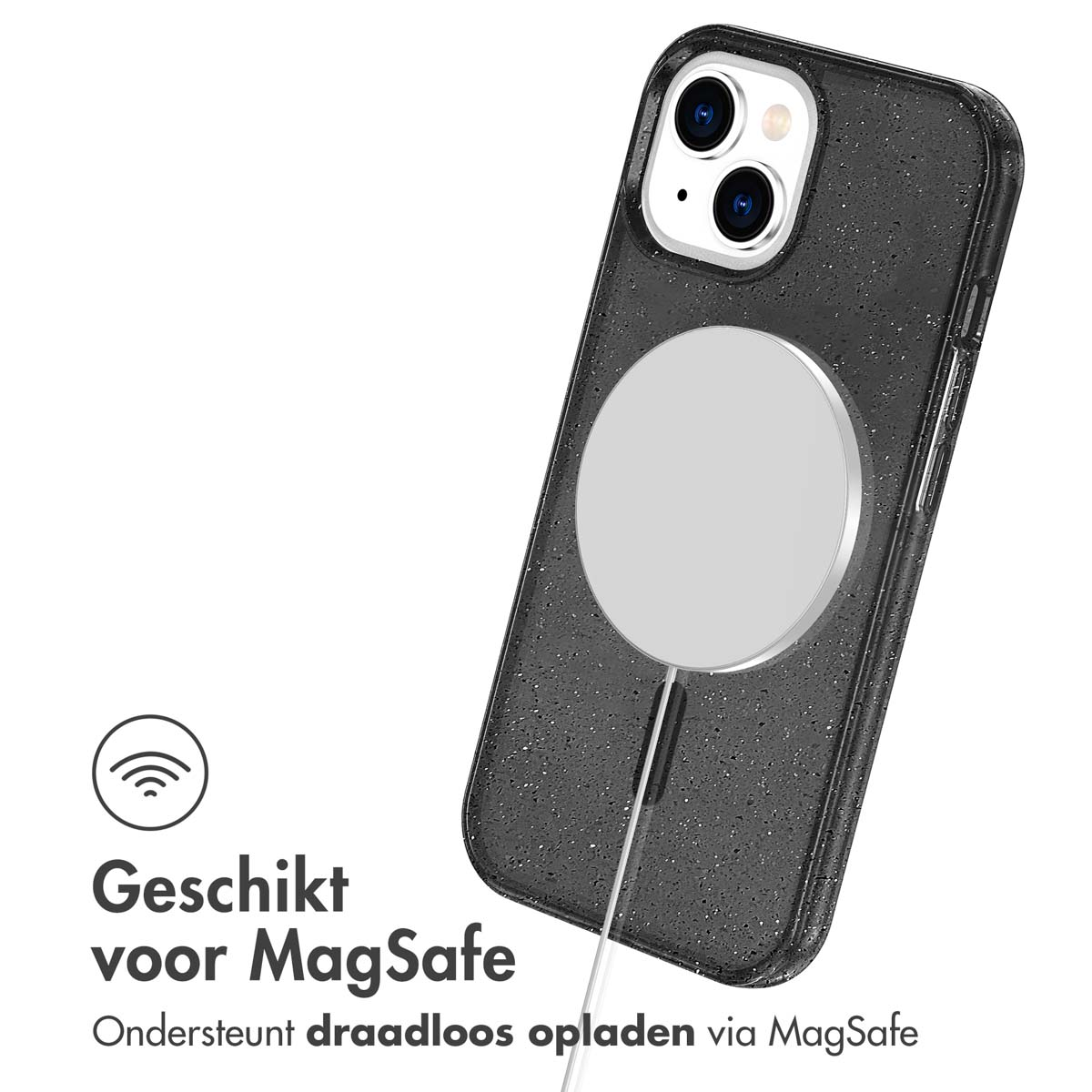 IMOSHION Sparkle Backcover met MagSafe geschikt voor iPhone 15 Phone case for Apple iPhone 15 Black
