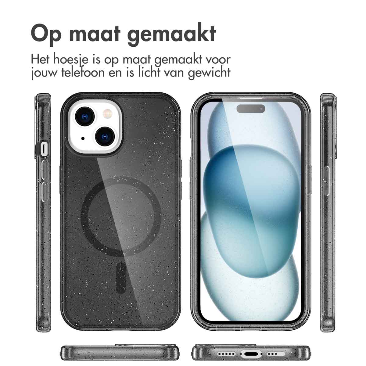 IMOSHION Sparkle Backcover met MagSafe geschikt voor iPhone 15 Phone case for Apple iPhone 15 Black