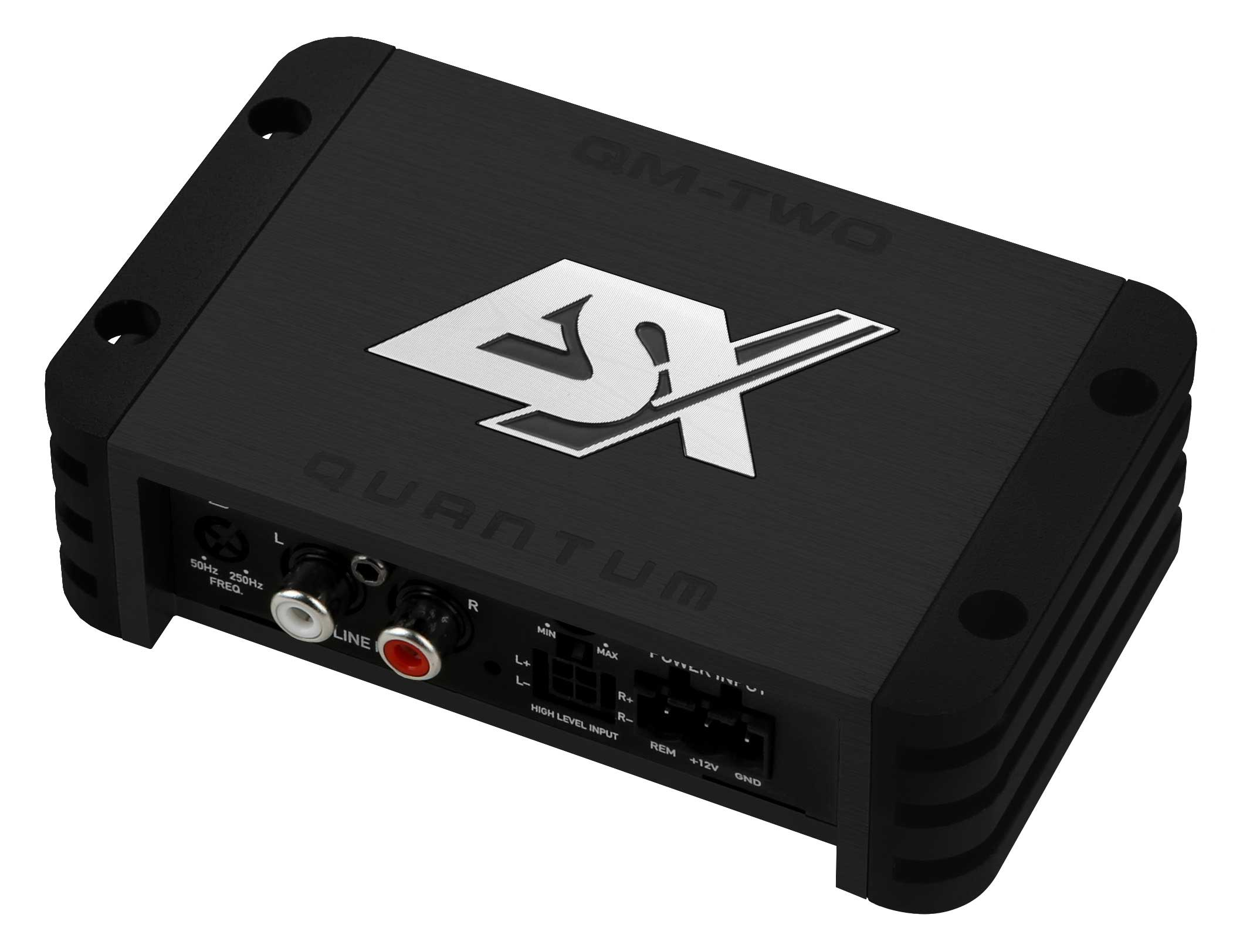 Schwarzer Audioverstärker mit dem Text: GM-TWO und ESX QUANTUM.