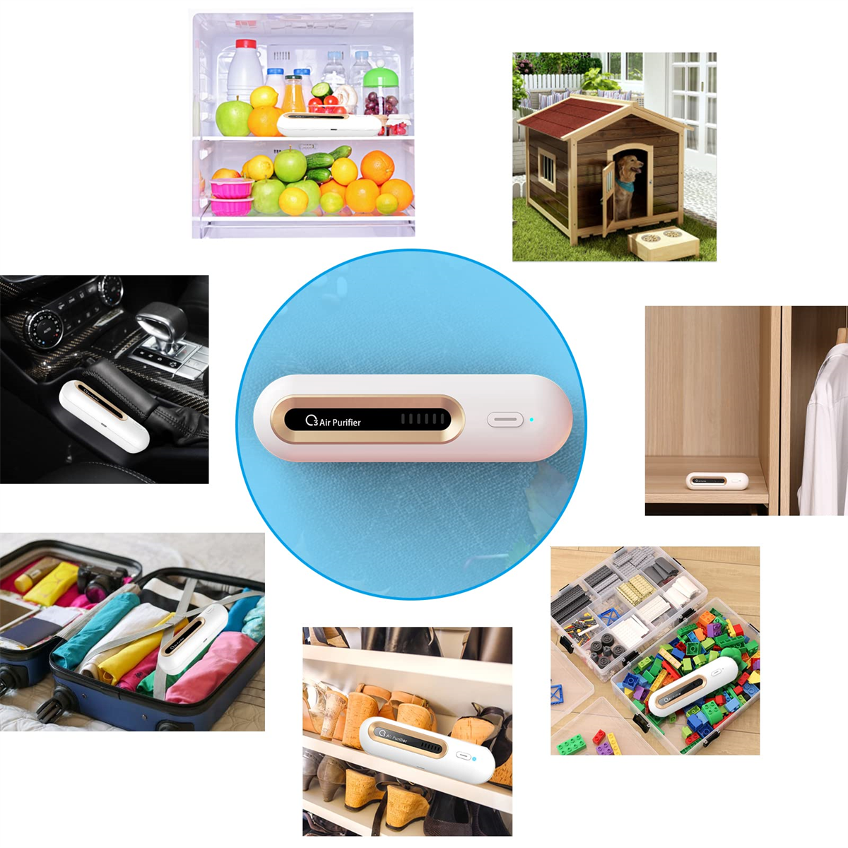Luftreiniger und verwandte Artikel. Kühlschrank, Hundehütte, Auto, Gepäck, Schuhe und Spielzeug.