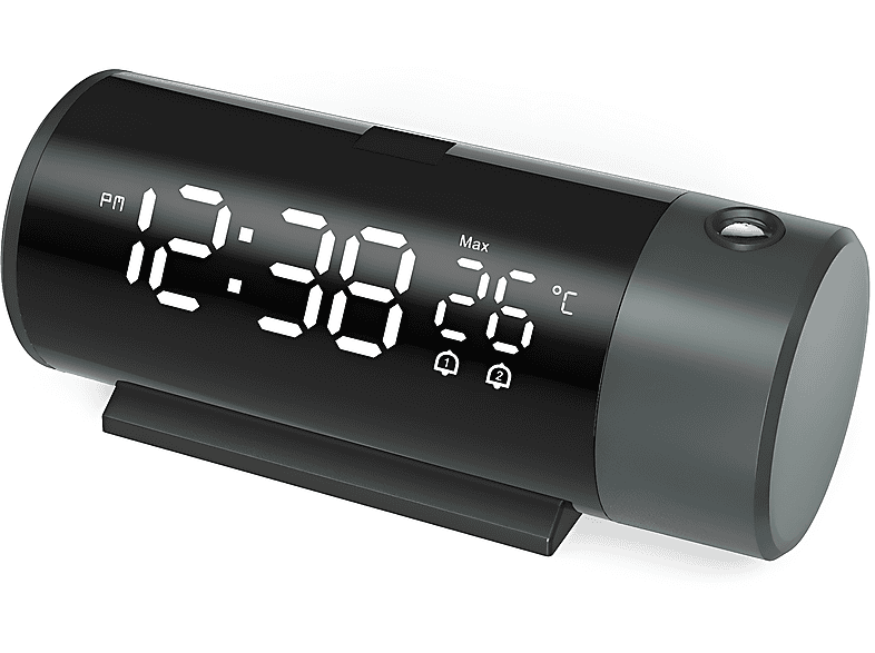 ERINGOGO LED Projektionswecker Mit Spiegel - Digitaluhr Mit Temperatur & Datum | Einstellbare Helligkeit