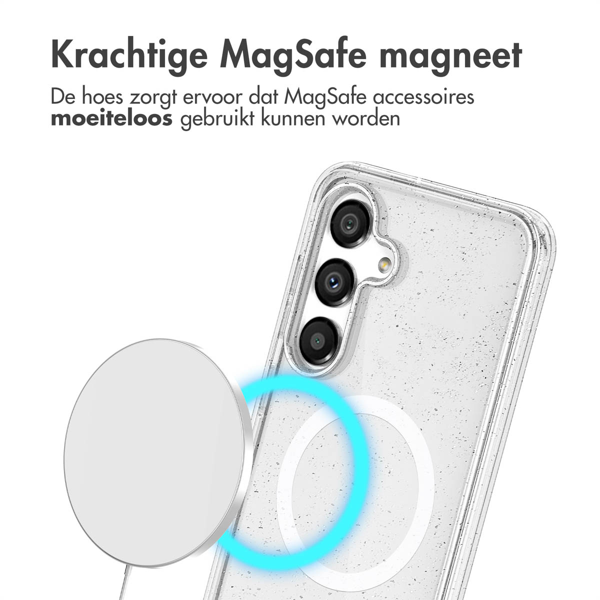 IMOSHION Sparkle Backcover met MagSafe - Geschikt voor Samsung Galaxy S24 - Telefoonhoesje voor Samsung Samsung Galaxy S24 Transparant