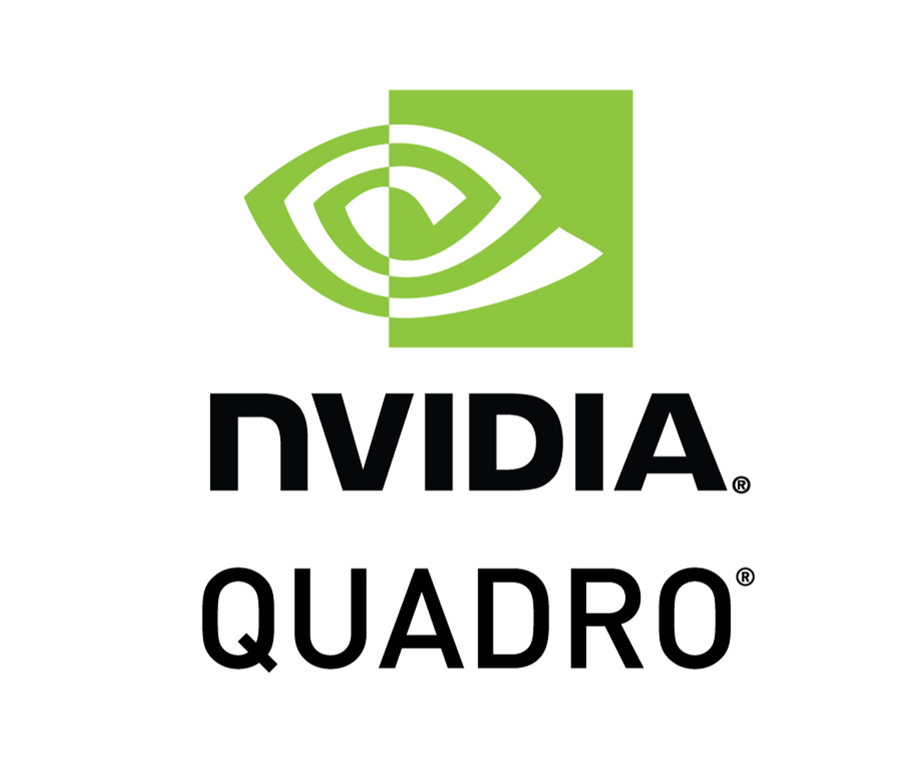 NVIDIA QUADRO Logo: Grün und Weiß auf weißem Hintergrund.