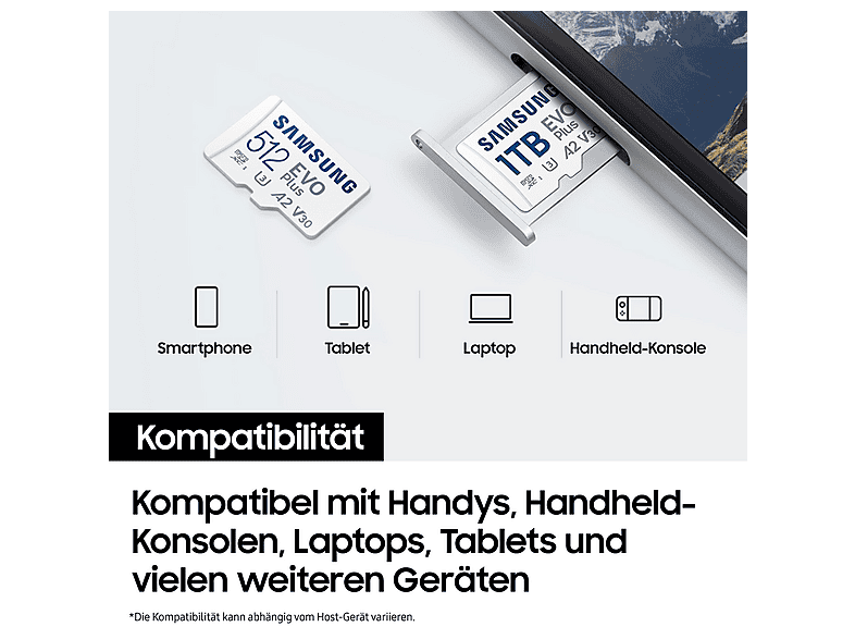 SAMSUNG Evo Plus SDXC Class 3 (U3) V30 UHS-I MB-MC512SA/EU microSD