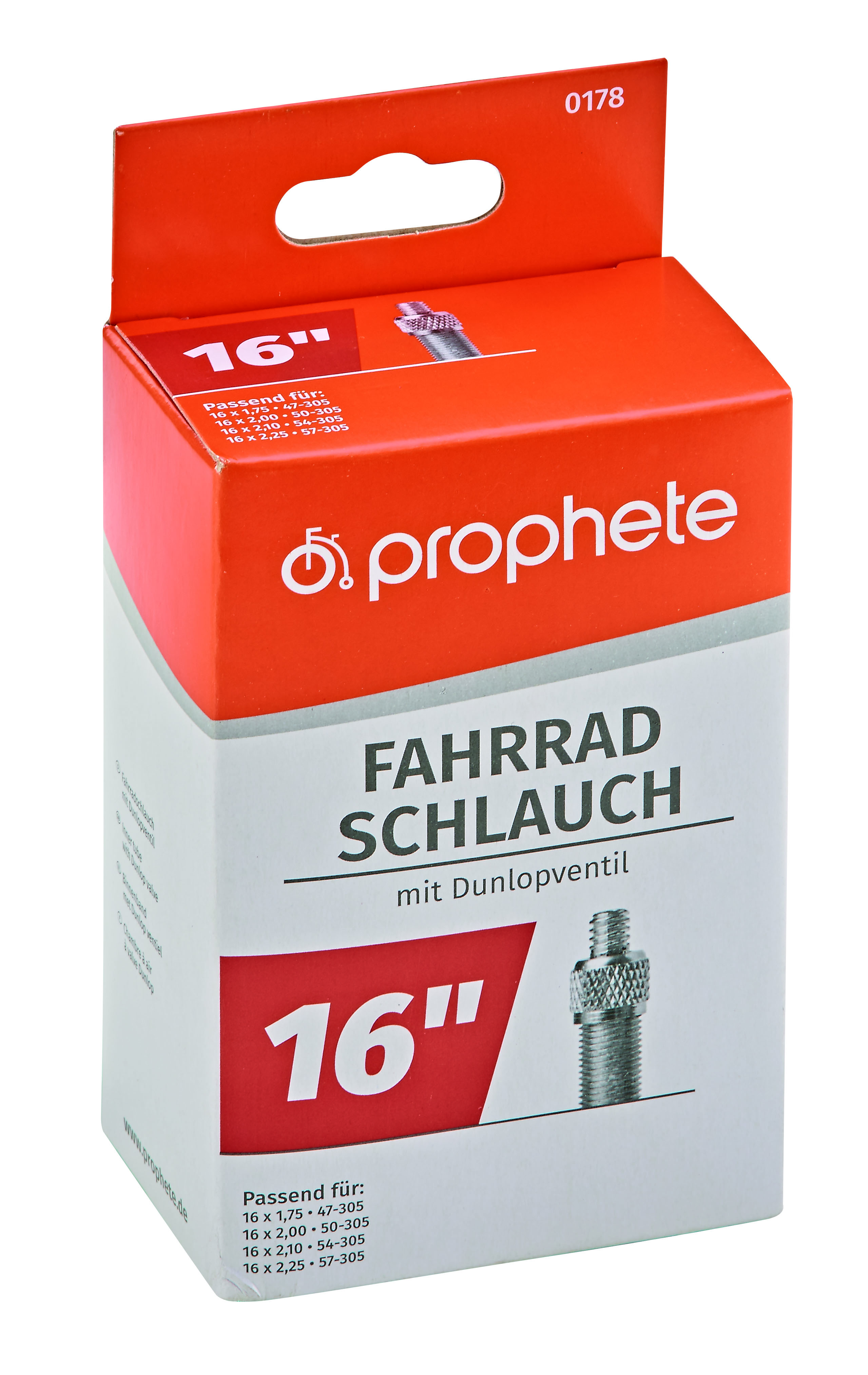 Eine Schachtel mit einem Prophete Fahrrad-Innenschlauch.